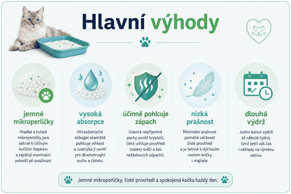 Micro Sanipearls hlavní výhody kočkolitu